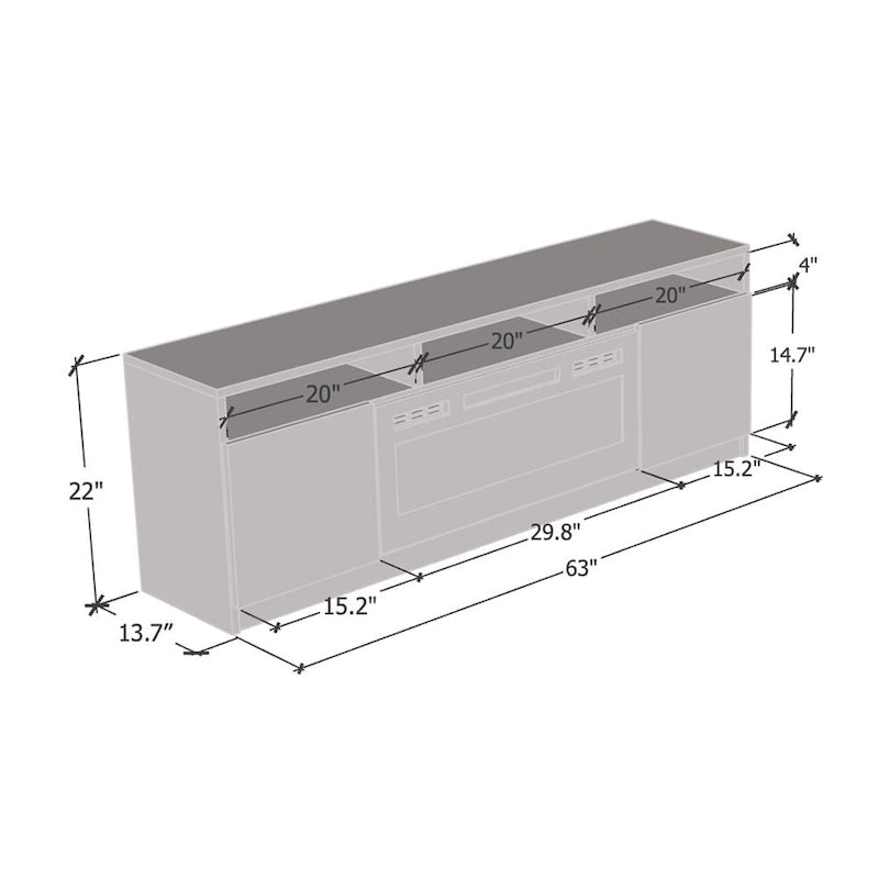 Meuble TV avec cheminée électrique gris/blanc/noir – Style moderne, convient aux téléviseurs jusqu'à 70", foyer 2 personnes