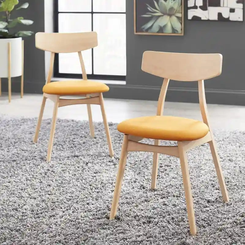 Ensemble de salle à manger 7 pièces pour 6 personnes – Chaises rembourrées, pieds en bois, plusieurs couleurs