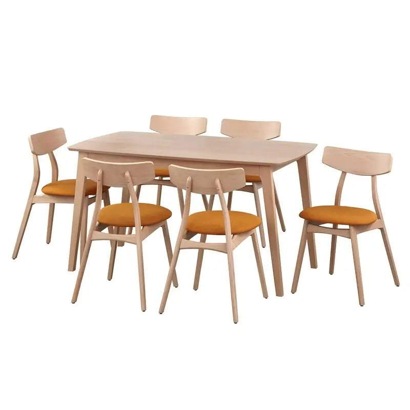 Ensemble de salle à manger 7 pièces pour 6 personnes – Chaises rembourrées, pieds en bois, plusieurs couleurs