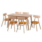 Ensemble de salle à manger 7 pièces pour 6 personnes – Chaises rembourrées, pieds en bois, plusieurs couleurs