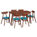 Ensemble de salle à manger 7 pièces pour 6 personnes – Chaises rembourrées, pieds en bois, plusieurs couleurs