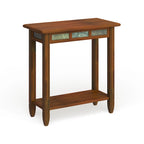 Table d'appoint de chevet en chêne rustique/gris fumé avec chargement USB, 1 place