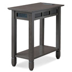 Table d'appoint de chevet en chêne rustique/gris fumé avec chargement USB, 1 place