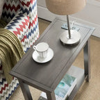 Table d'appoint de chevet en chêne rustique/gris fumé avec chargement USB, 1 place