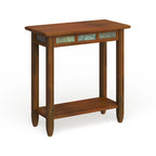 Table d'appoint de chevet en chêne rustique/gris fumé avec chargement USB, 1 place