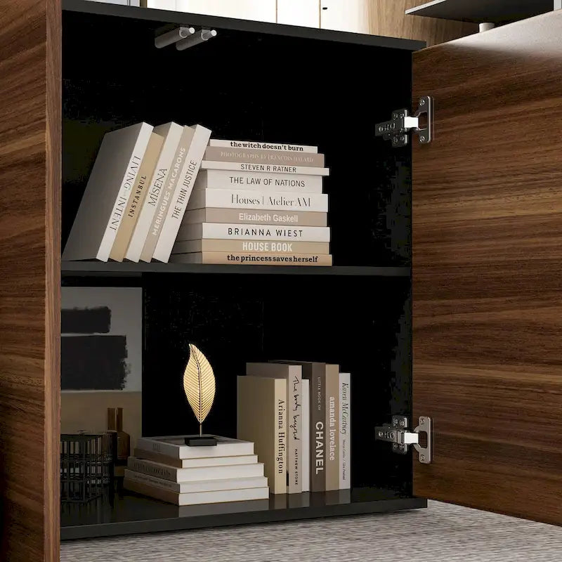 Bureau d'angle en L Marron/Noir et Chêne/Blanc avec tiroirs et armoire, 1 personne