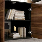 Bureau d'angle en L Marron/Noir et Chêne/Blanc avec tiroirs et armoire, 1 personne
