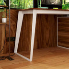 Bureau d'angle en L Marron/Noir et Chêne/Blanc avec tiroirs et armoire, 1 personne