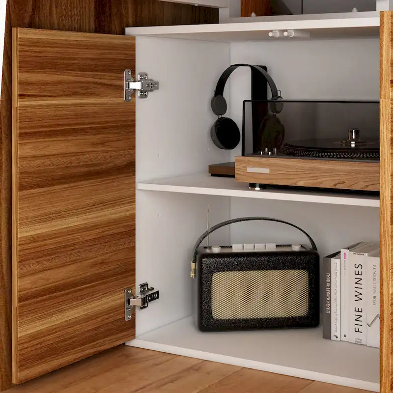 Bureau d'angle en L Marron/Noir et Chêne/Blanc avec tiroirs et armoire, 1 personne