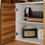 Bureau d'angle en L Marron/Noir et Chêne/Blanc avec tiroirs et armoire, 1 personne