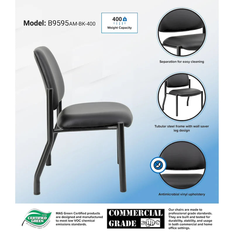 Chaise dossier mi-hauteur Noir / Beige / Gris – Sans accoudoirs et accoudoirs fixes, 136-227 kg