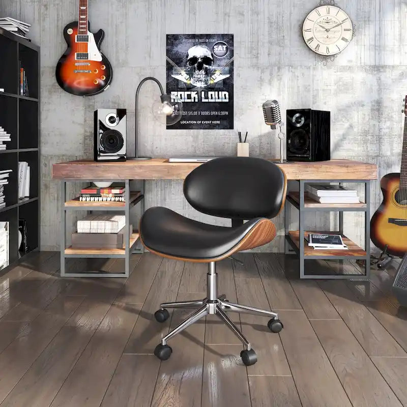 Noir / Gris / Beige, Chaise de bureau réglable de style moderne du milieu du siècle, Simple