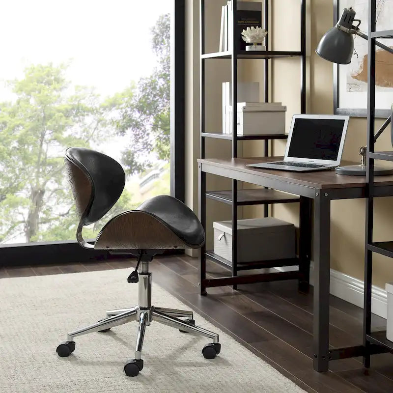 Noir / Gris / Beige, Chaise de bureau réglable de style moderne du milieu du siècle, Simple