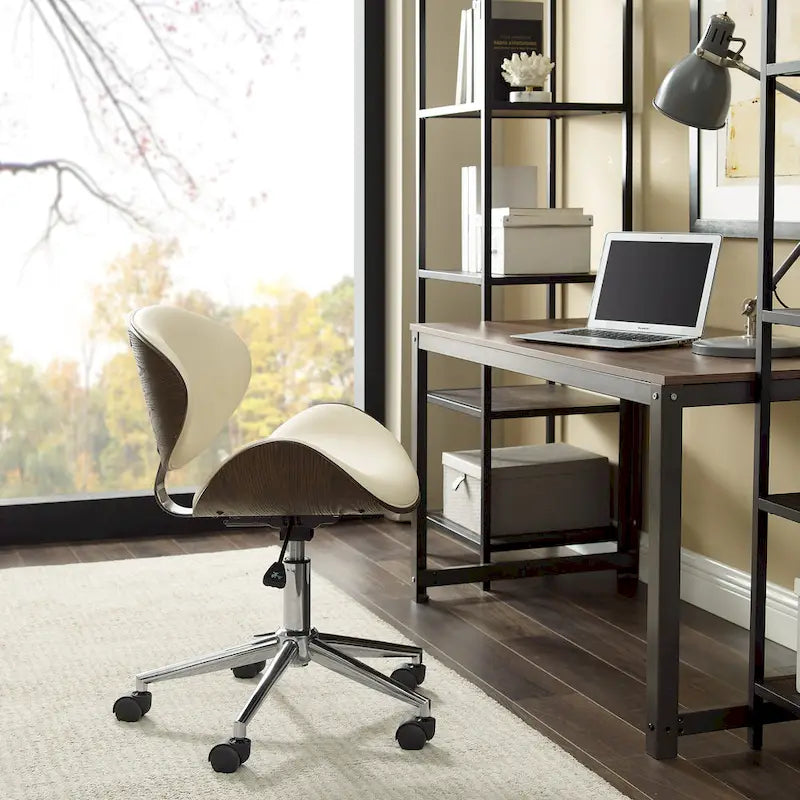 Noir / Gris / Beige, Chaise de bureau réglable de style moderne du milieu du siècle, Simple