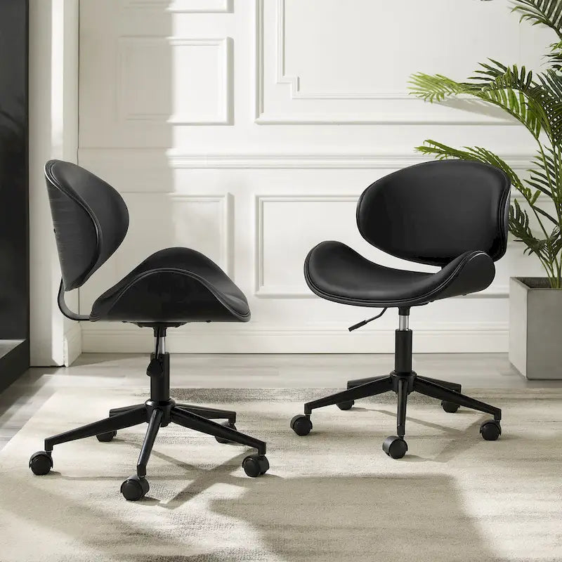 Noir / Gris / Beige, Chaise de bureau réglable de style moderne du milieu du siècle, Simple