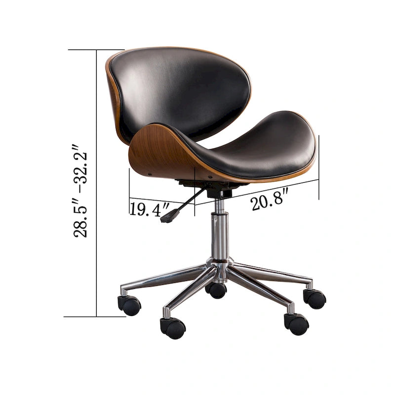 Noir / Gris / Beige, Chaise de bureau réglable de style moderne du milieu du siècle, Simple