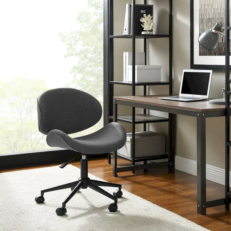 Noir / Gris / Beige, Chaise de bureau réglable de style moderne du milieu du siècle, Simple