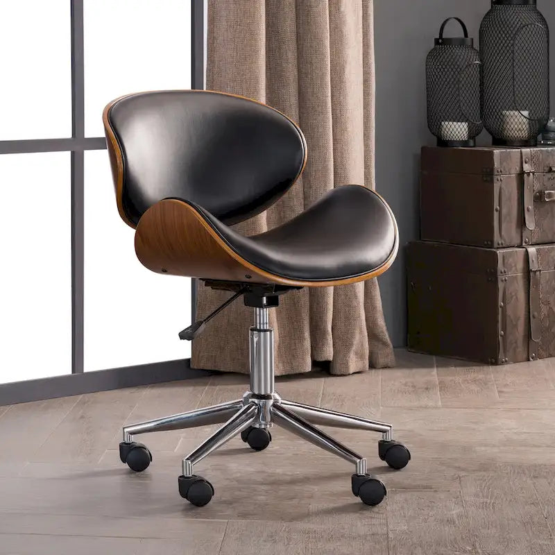 Noir / Gris / Beige, Chaise de bureau réglable de style moderne du milieu du siècle, Simple
