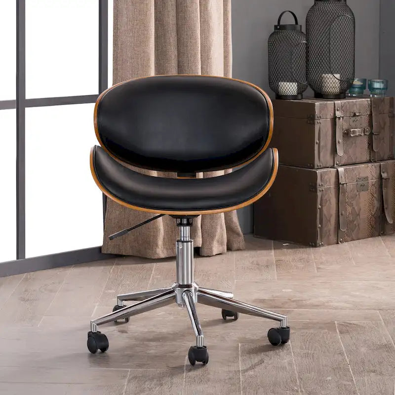 Noir / Gris / Beige, Chaise de bureau réglable de style moderne du milieu du siècle, Simple