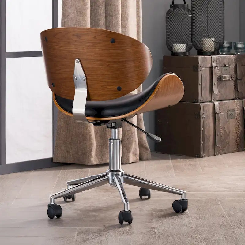 Noir / Gris / Beige, Chaise de bureau réglable de style moderne du milieu du siècle, Simple