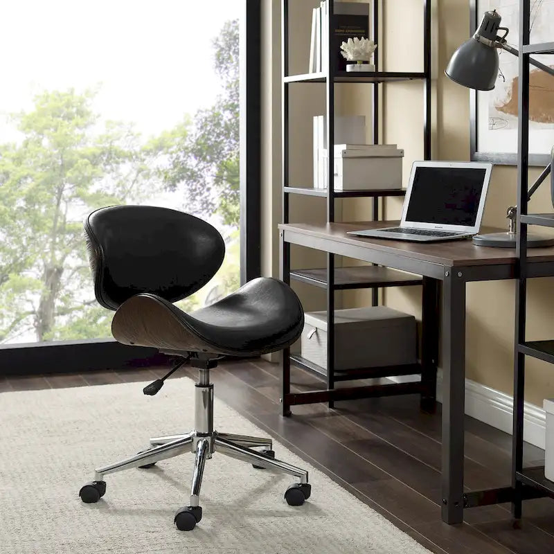 Noir / Gris / Beige, Chaise de bureau réglable de style moderne du milieu du siècle, Simple