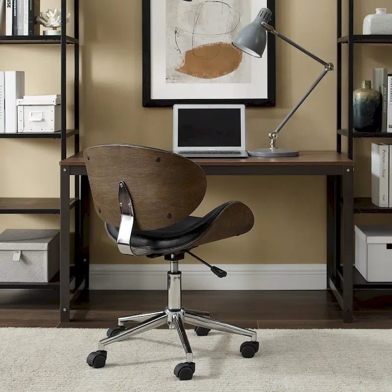 Noir / Gris / Beige, Chaise de bureau réglable de style moderne du milieu du siècle, Simple