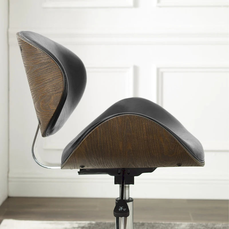 Noir / Gris / Beige, Chaise de bureau réglable de style moderne du milieu du siècle, Simple