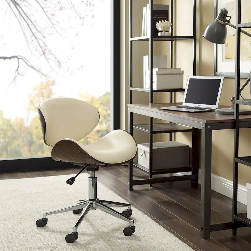 Noir / Gris / Beige, Chaise de bureau réglable de style moderne du milieu du siècle, Simple