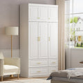 Armoire-penderie moderne autoportante meuble de rangement haut blanc - H93,7