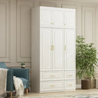 Armoire-penderie moderne autoportante meuble de rangement haut blanc - H93,7