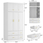 Armoire-penderie moderne autoportante meuble de rangement haut blanc - H93,7