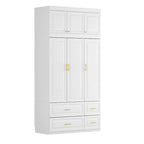 Armoire-penderie moderne autoportante meuble de rangement haut blanc - H93,7