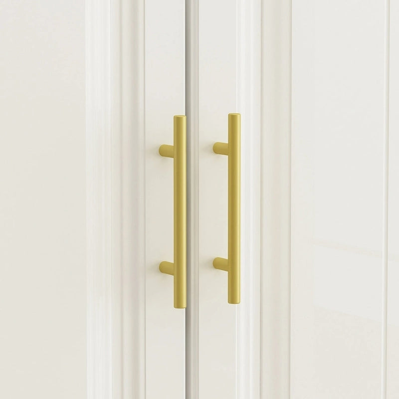 Armoire-penderie moderne autoportante meuble de rangement haut blanc - H93,7