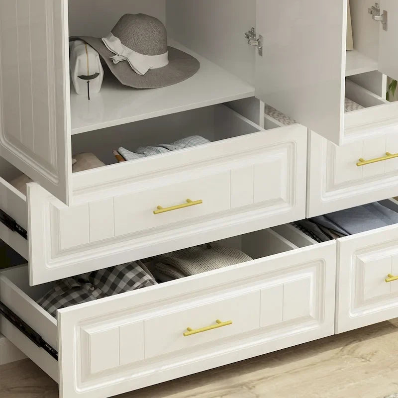 Armoire-penderie moderne autoportante meuble de rangement haut blanc - H93,7