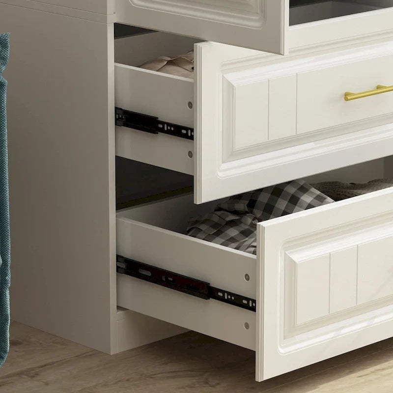 Armoire-penderie moderne autoportante meuble de rangement haut blanc - H93,7