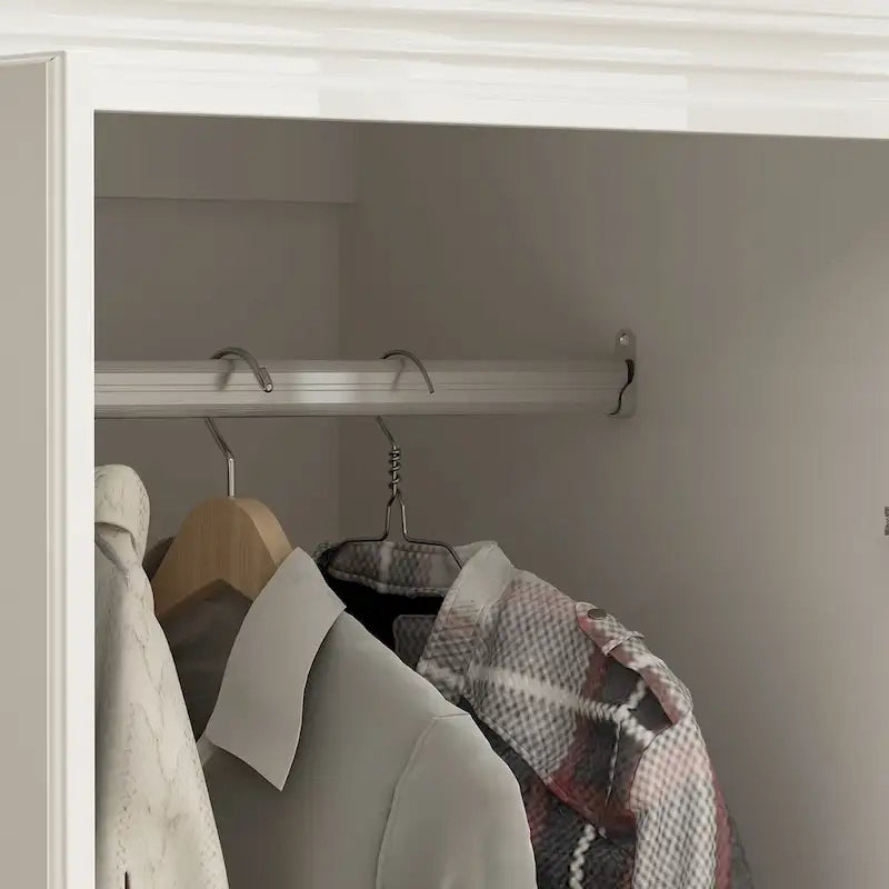 Armoire-penderie moderne autoportante meuble de rangement haut blanc - H93,7