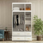 Armoire-penderie moderne autoportante meuble de rangement haut blanc - H93,7