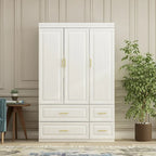 Armoire-penderie moderne autoportante meuble de rangement haut blanc - H93,7