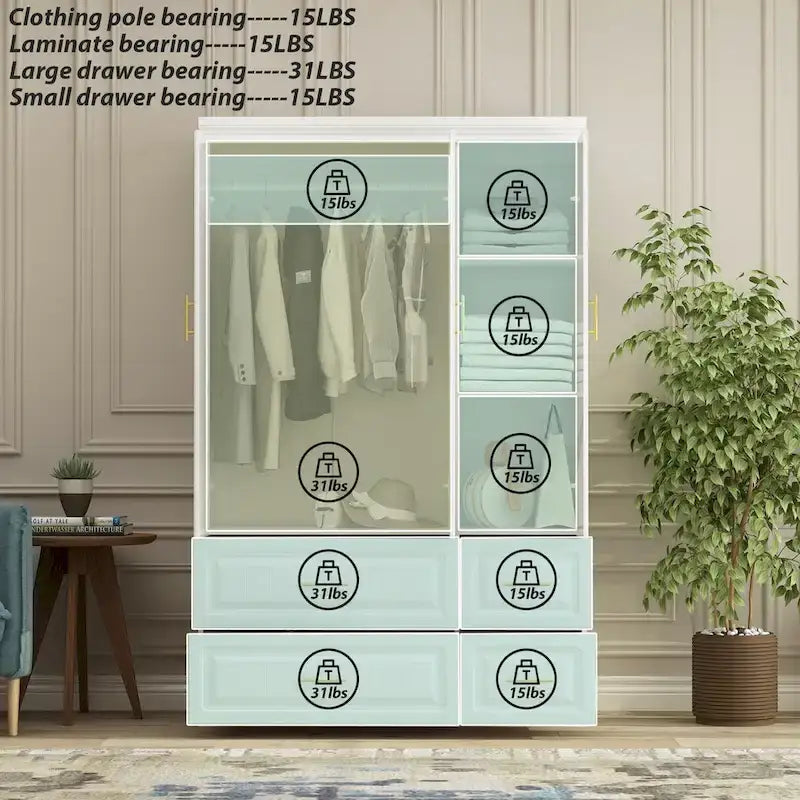 Armoire-penderie moderne autoportante meuble de rangement haut blanc - H93,7