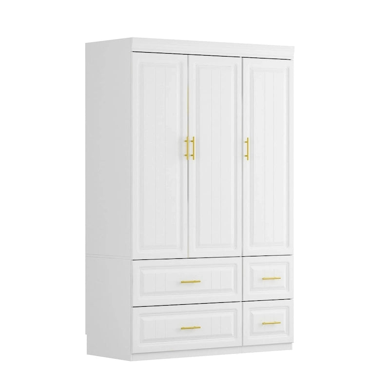 Armoire-penderie moderne autoportante meuble de rangement haut blanc - H93,7