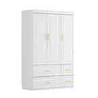 Armoire-penderie moderne autoportante meuble de rangement haut blanc - H93,7