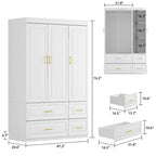 Armoire-penderie moderne autoportante meuble de rangement haut blanc - H93,7