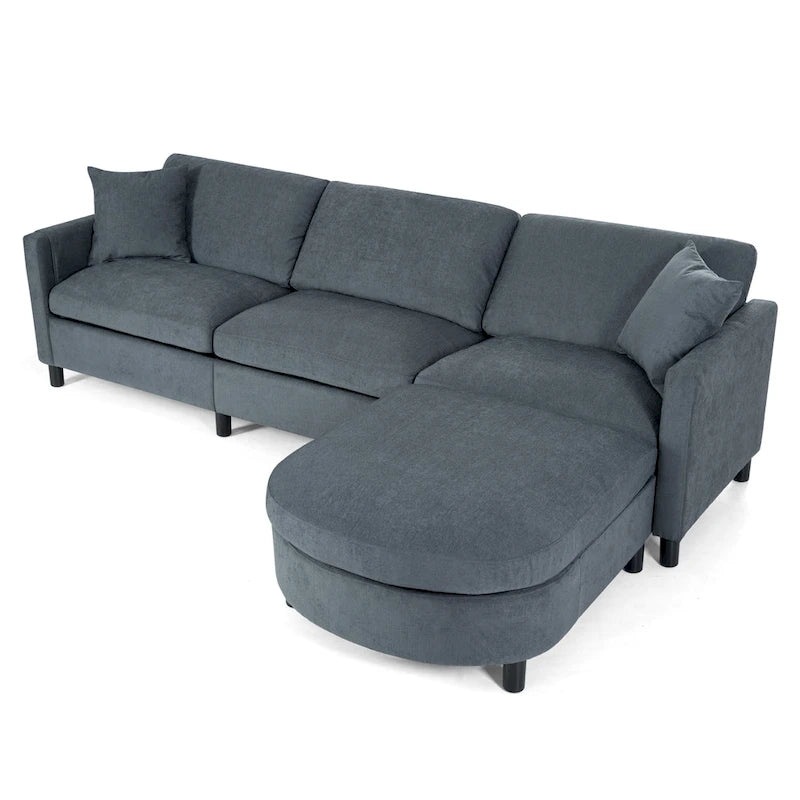 107,87'Canapé d'angle avec 1 pouf, coussin d'assise et coussin de dossier amovibles