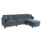 107,87'Canapé d'angle avec 1 pouf, coussin d'assise et coussin de dossier amovibles