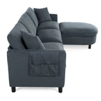 107,87'Canapé d'angle avec 1 pouf, coussin d'assise et coussin de dossier amovibles