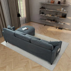 107,87'Canapé d'angle avec 1 pouf, coussin d'assise et coussin de dossier amovibles