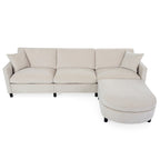 107,87'Canapé d'angle avec 1 pouf, coussin d'assise et coussin de dossier amovibles
