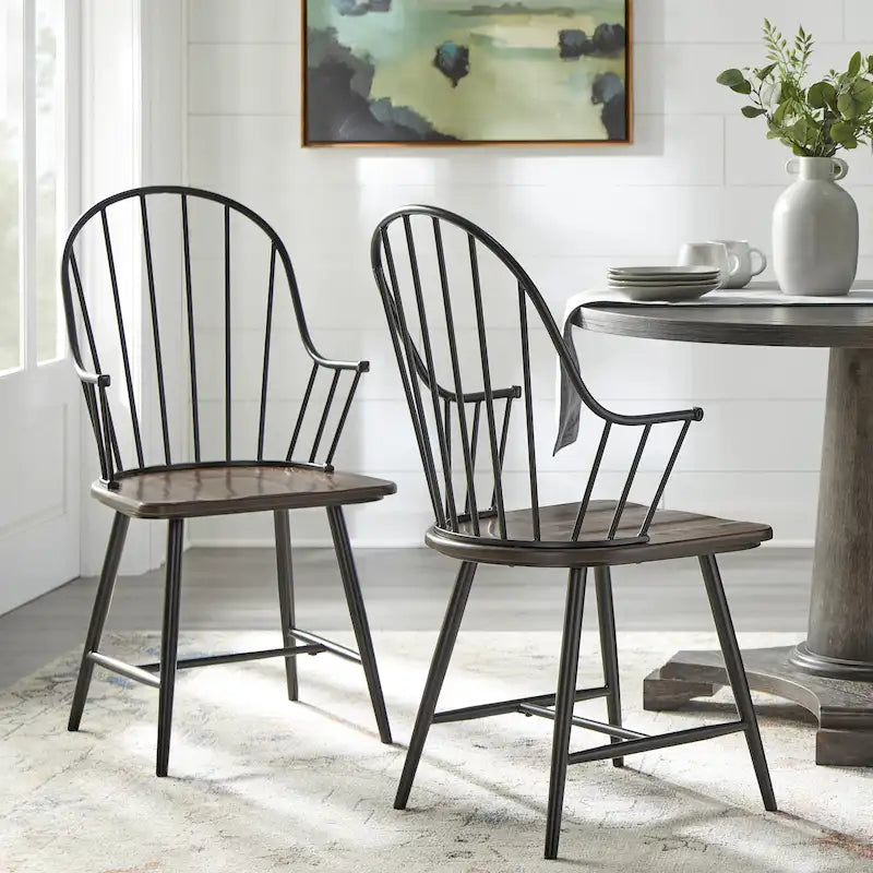 Chaises à accoudoirs fuselés en matériaux mixtes Milo Simple Living (lot de 2) - N/A