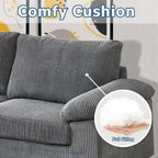 Canapé d'angle en velours côtelé noir / camel / gris avec pouf, réversible, 3 places