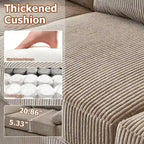 Canapé d'angle en velours côtelé noir / camel / gris avec pouf, réversible, 3 places